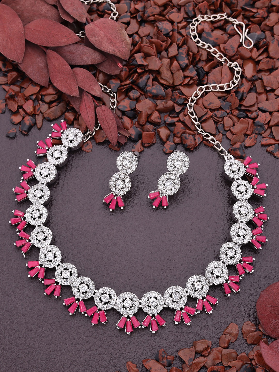

Brado Jewellery Silver Plated AD Studded Jewellery Set