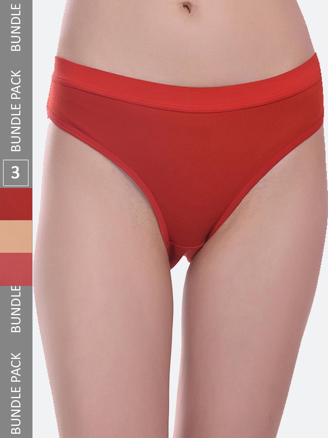 

Fleurt Pack Of 3 Cotton Hipster Briefs, Red