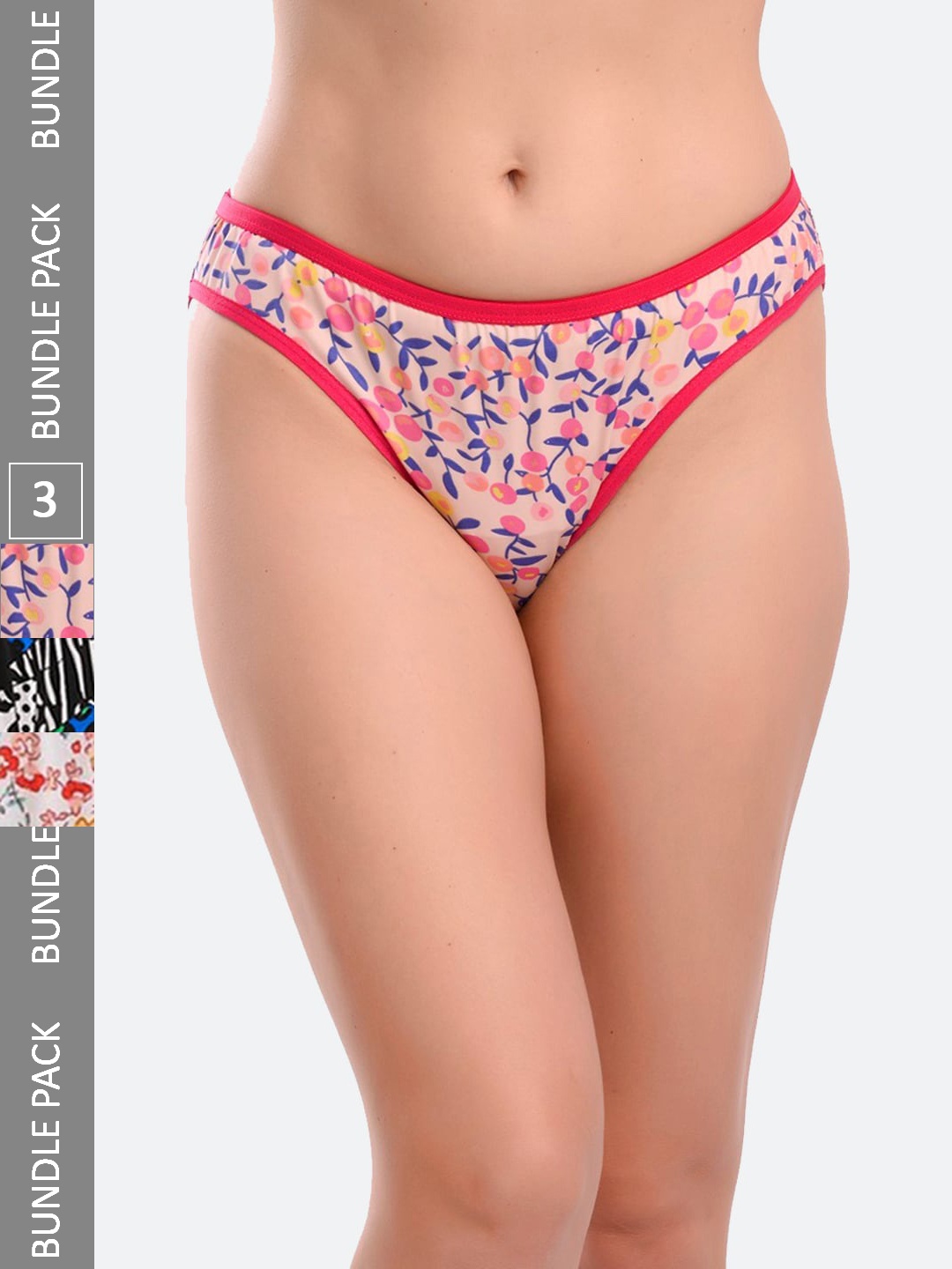 

Fleurt Pack Of 3 Assorted Cotton Hipster Briefs