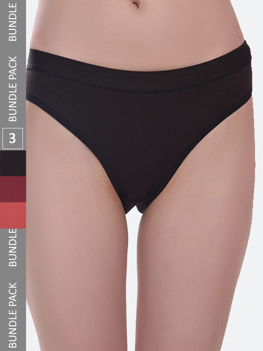

Fleurt Assorted Pack Of 3 Mid-Rise Hipster Briefs