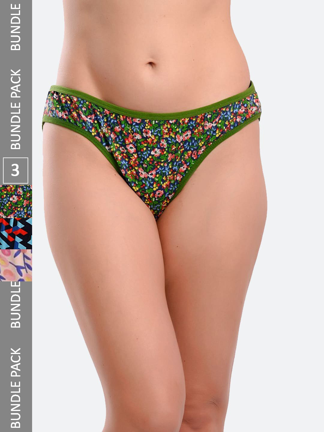 

Fleurt Pack Of 3 Assorted Cotton Basic Briefs