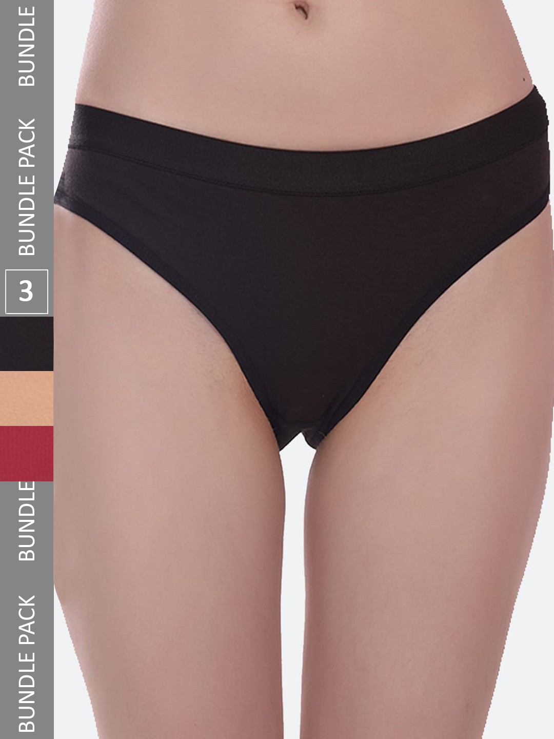 

Fleurt Pack Of 3 Assorted Cotton Basic Briefs