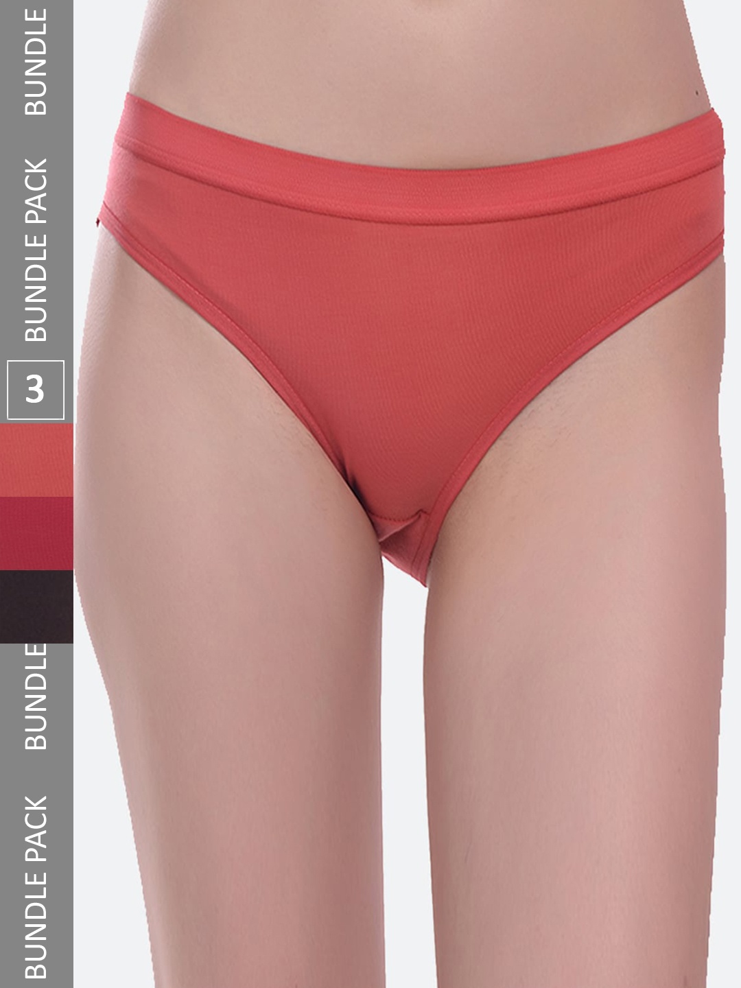 

Fleurt Pack Of 3 Assorted Cotton Hipster Briefs, Black