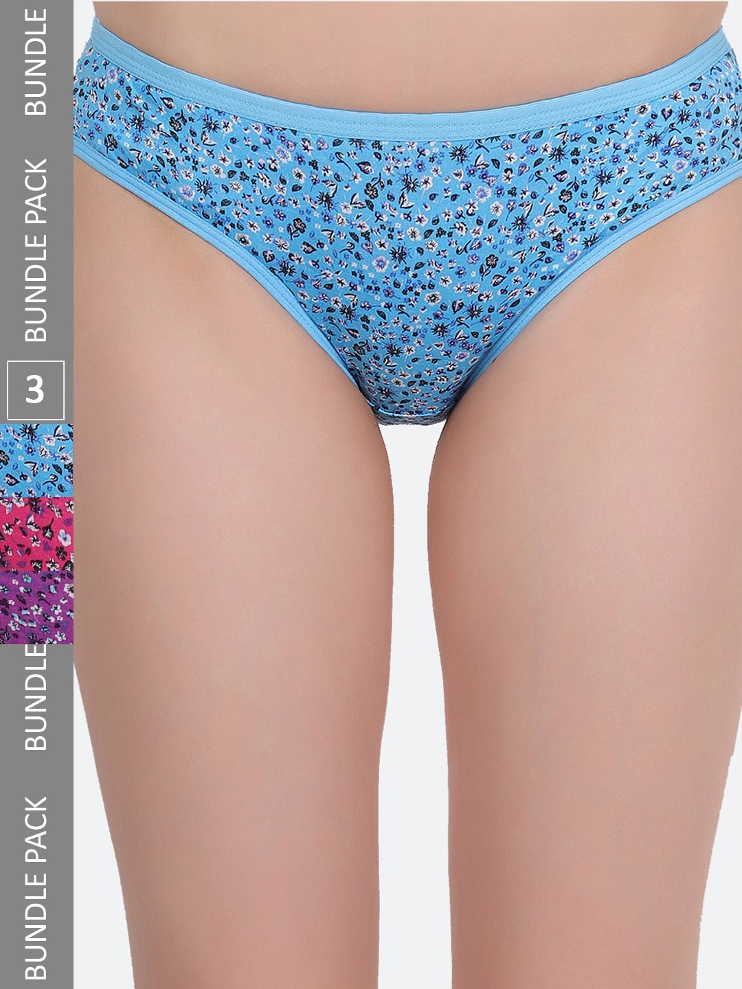 

Fleurt Women Pack Of 3 Assorted Floral Printed Cotton Hipster Briefs
