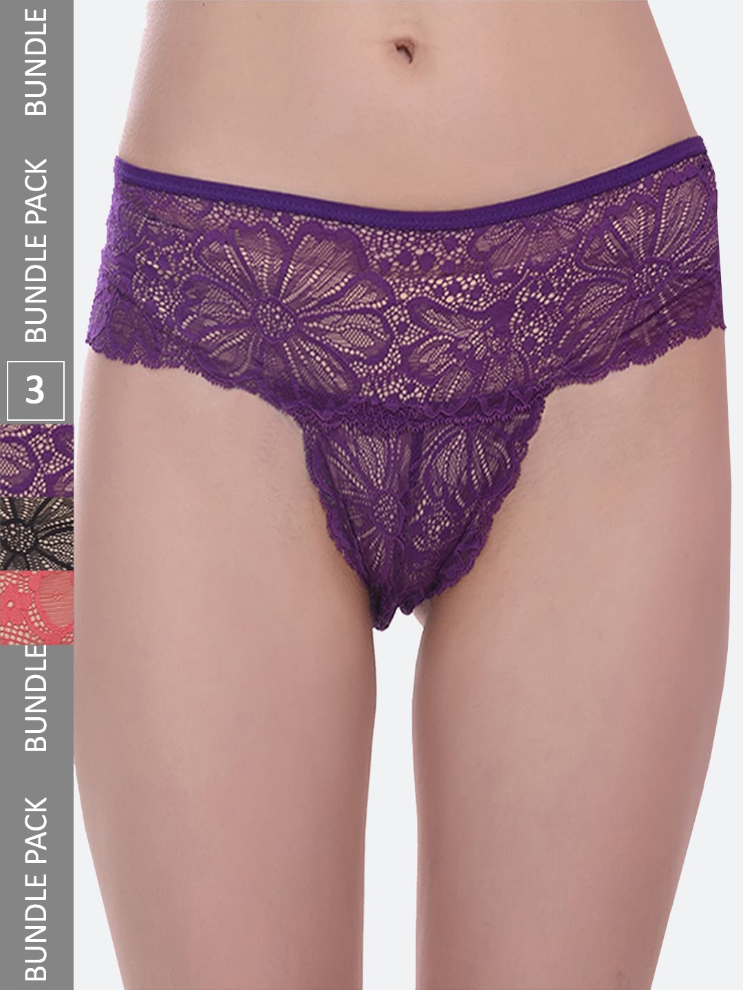 

Fleurt Women Pack Of 3 Assorted Thong Briefs
