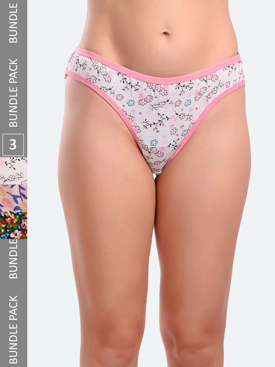 

Fleurt Pack Of 3 Assorted Cotton Hipster Briefs, White