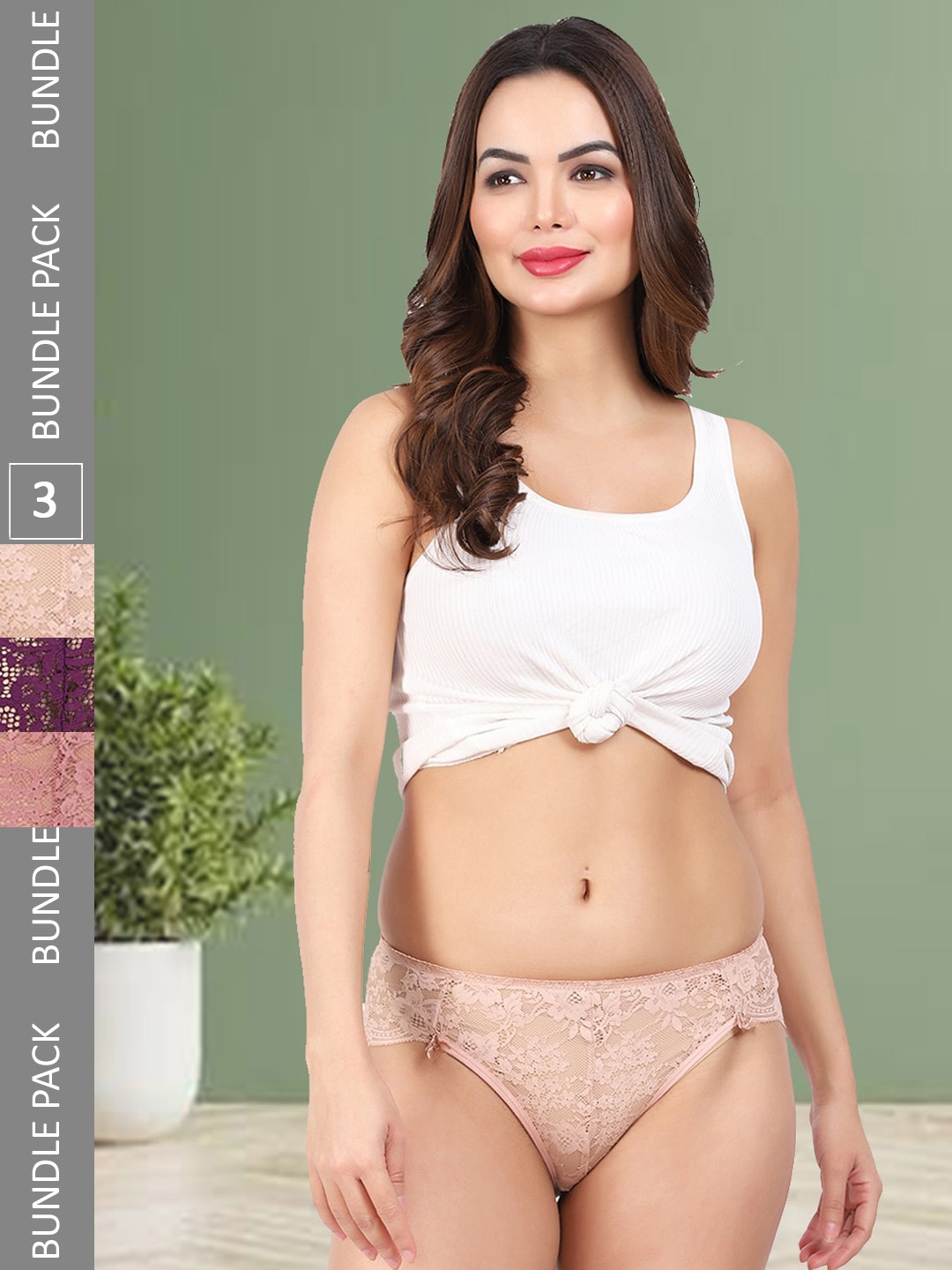 

Fleurt Pack Of 3 Assorted Self Design Hipster Briefs