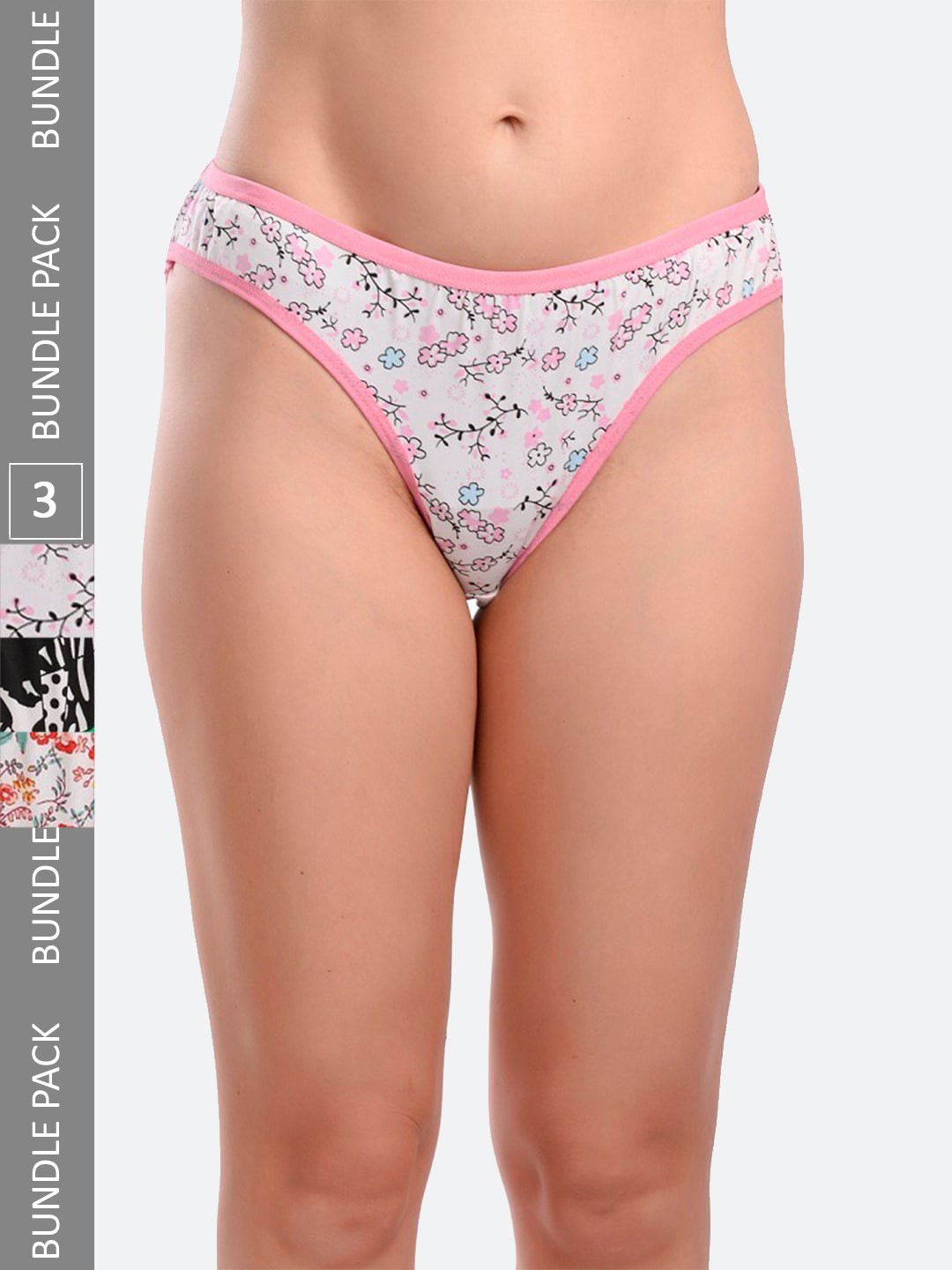 

Fleurt Pack Of 3 Assorted Printed Cotton Basic Briefs