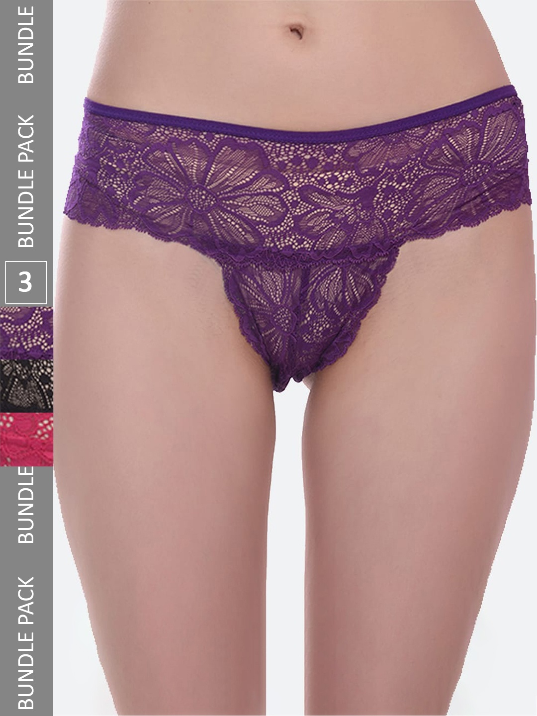 

Fleurt Pack Of 3 Assorted Thong Briefs