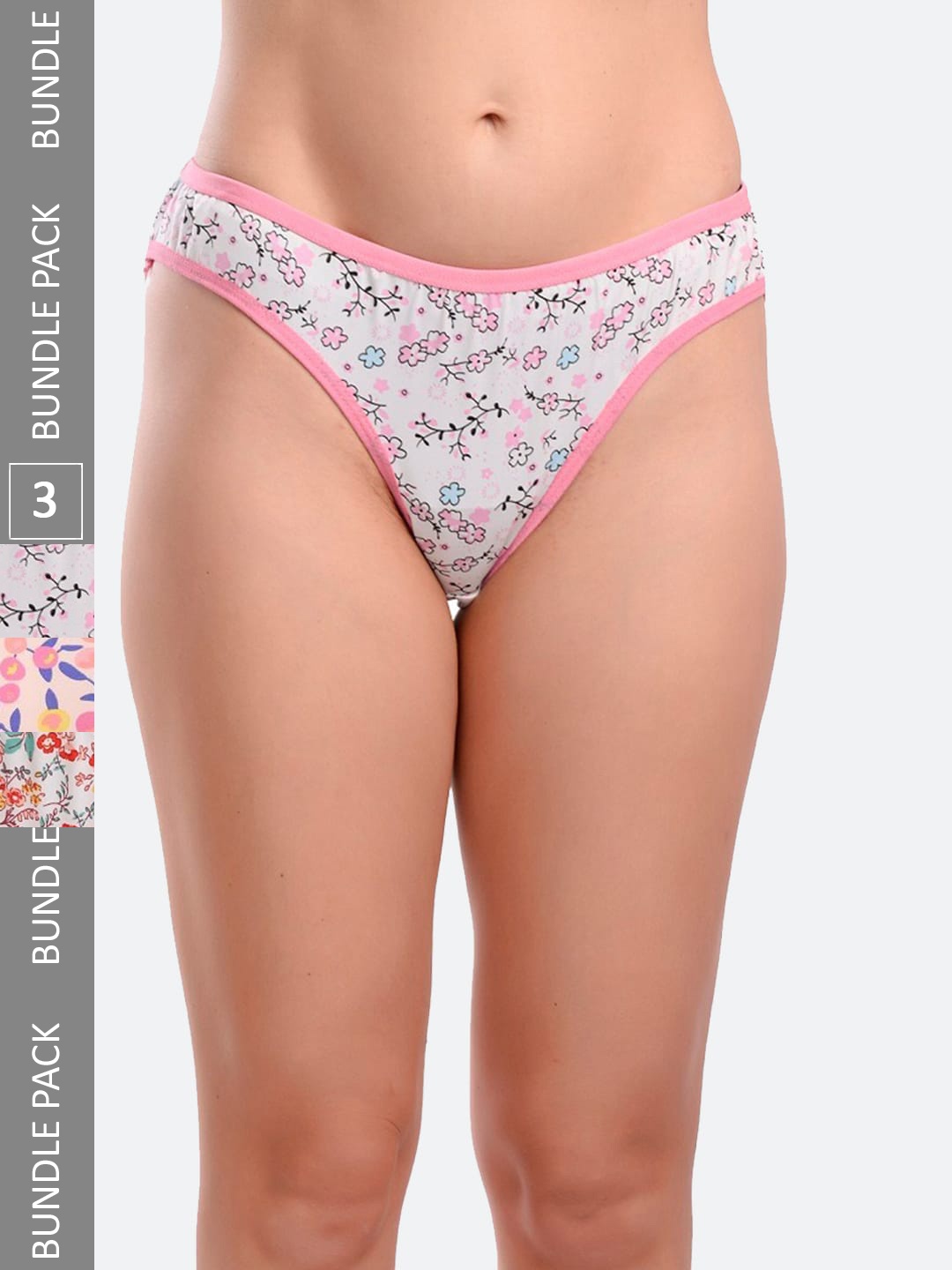 

Fleurt Pack Of 3 Assorted Cotton Hipster Briefs