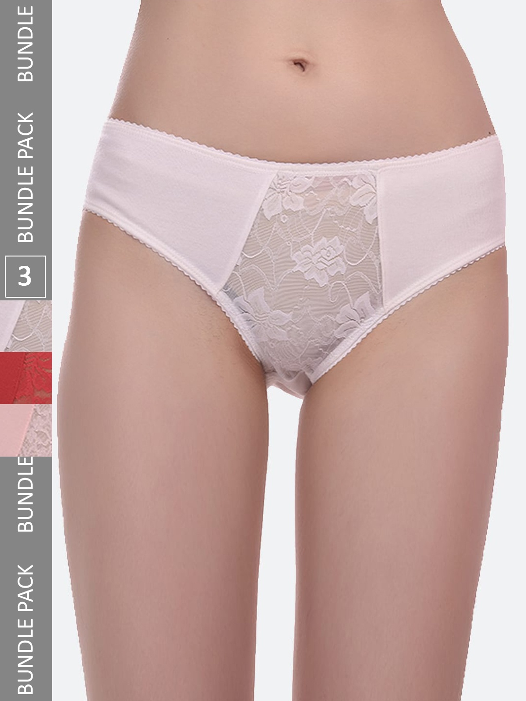 

Fleurt Pack Of 3 Self Design Assorted Cotton Hipster Briefs