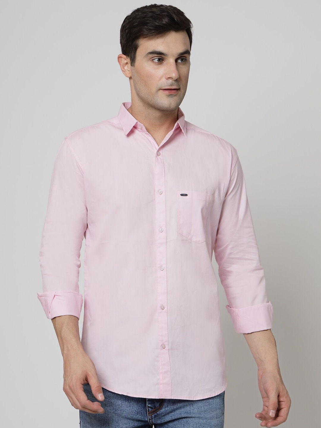 

ADWYN PETER New Spread Collar Cotton Casual Shirt, Pink