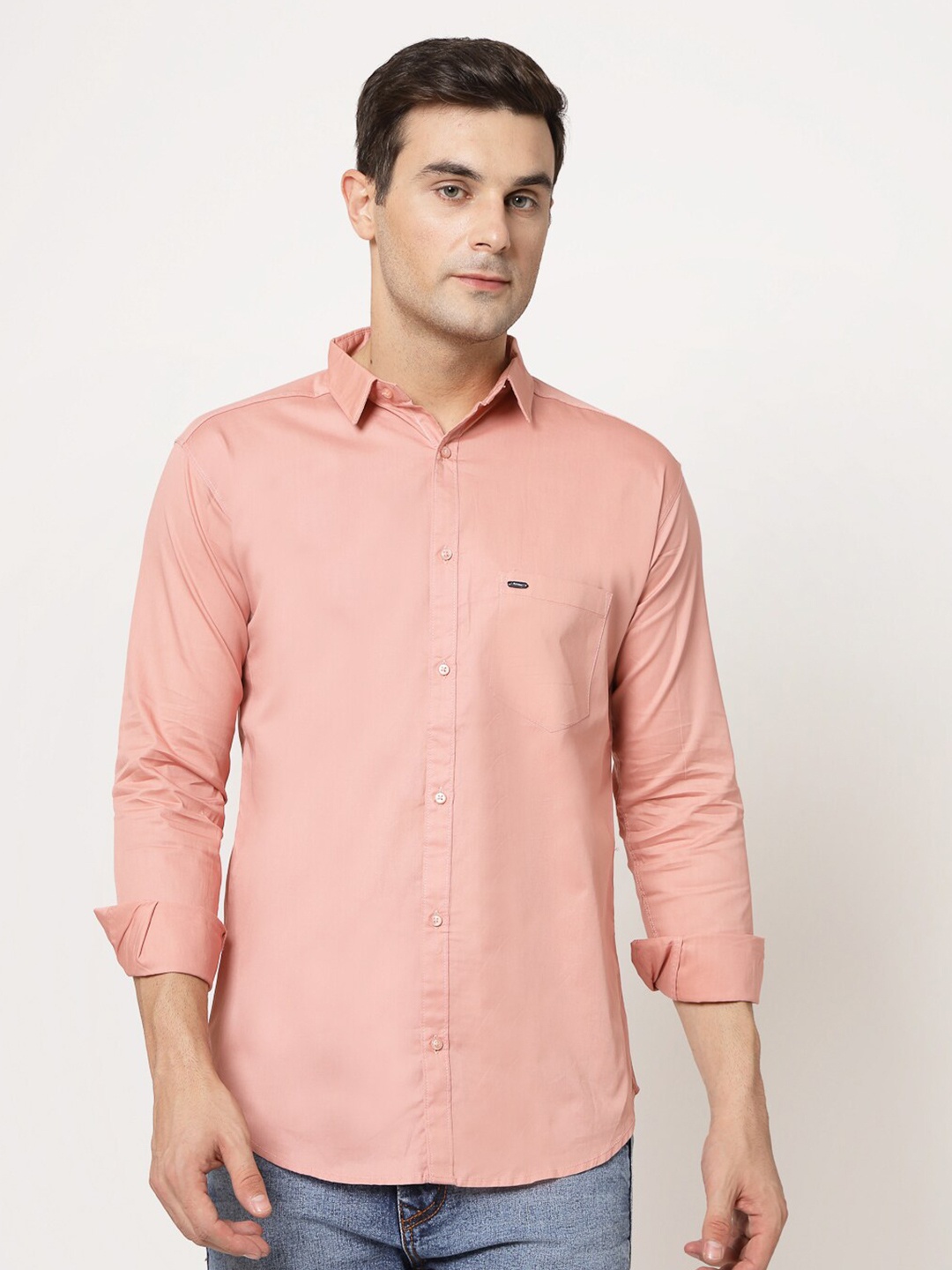 

ADWYN PETER New Spread Collar Cotton Casual Shirt, Peach