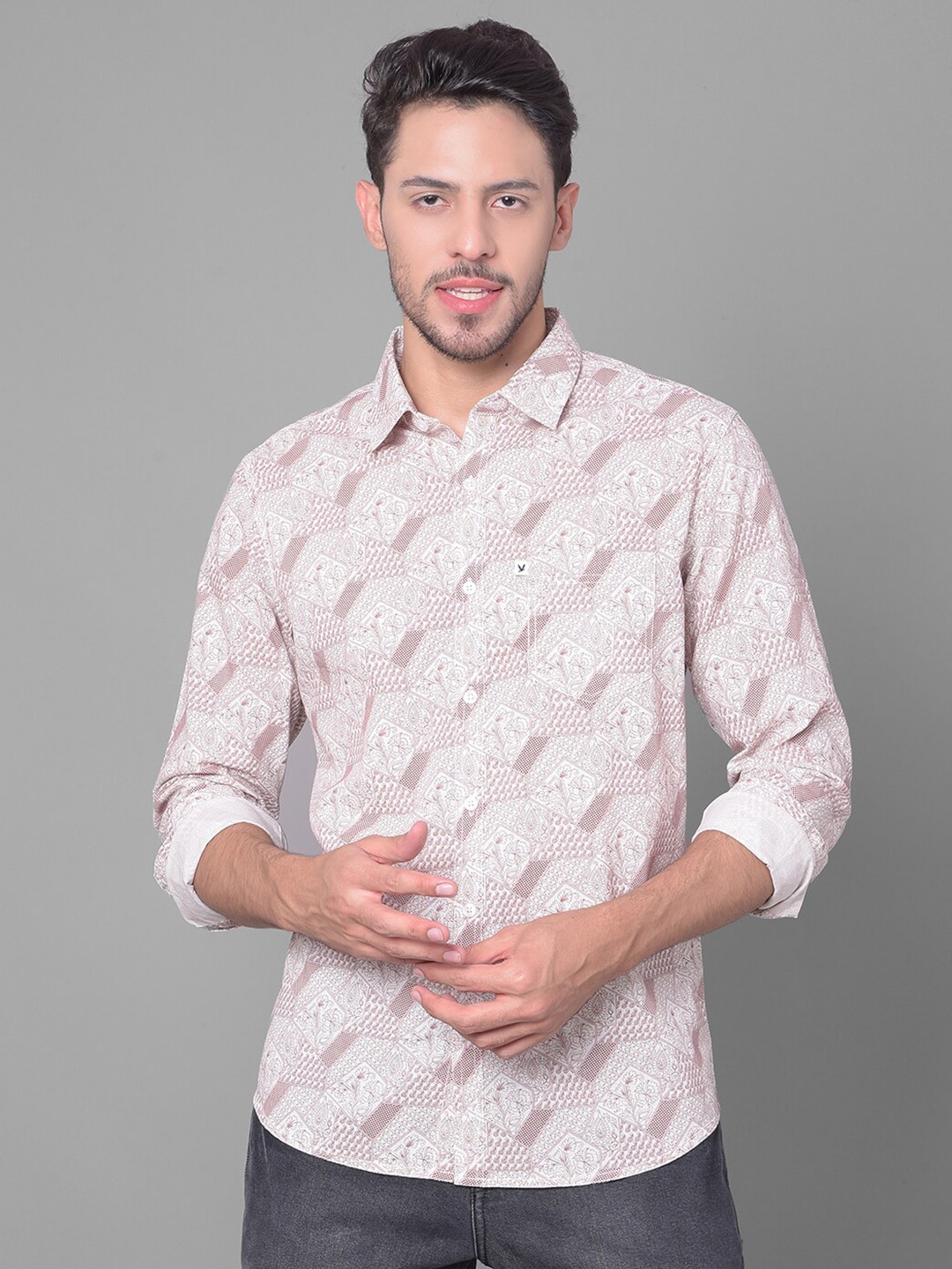 

Canary London Smart Slim Fit Floral Cotton Opaque Printed Casual Shirt, Maroon