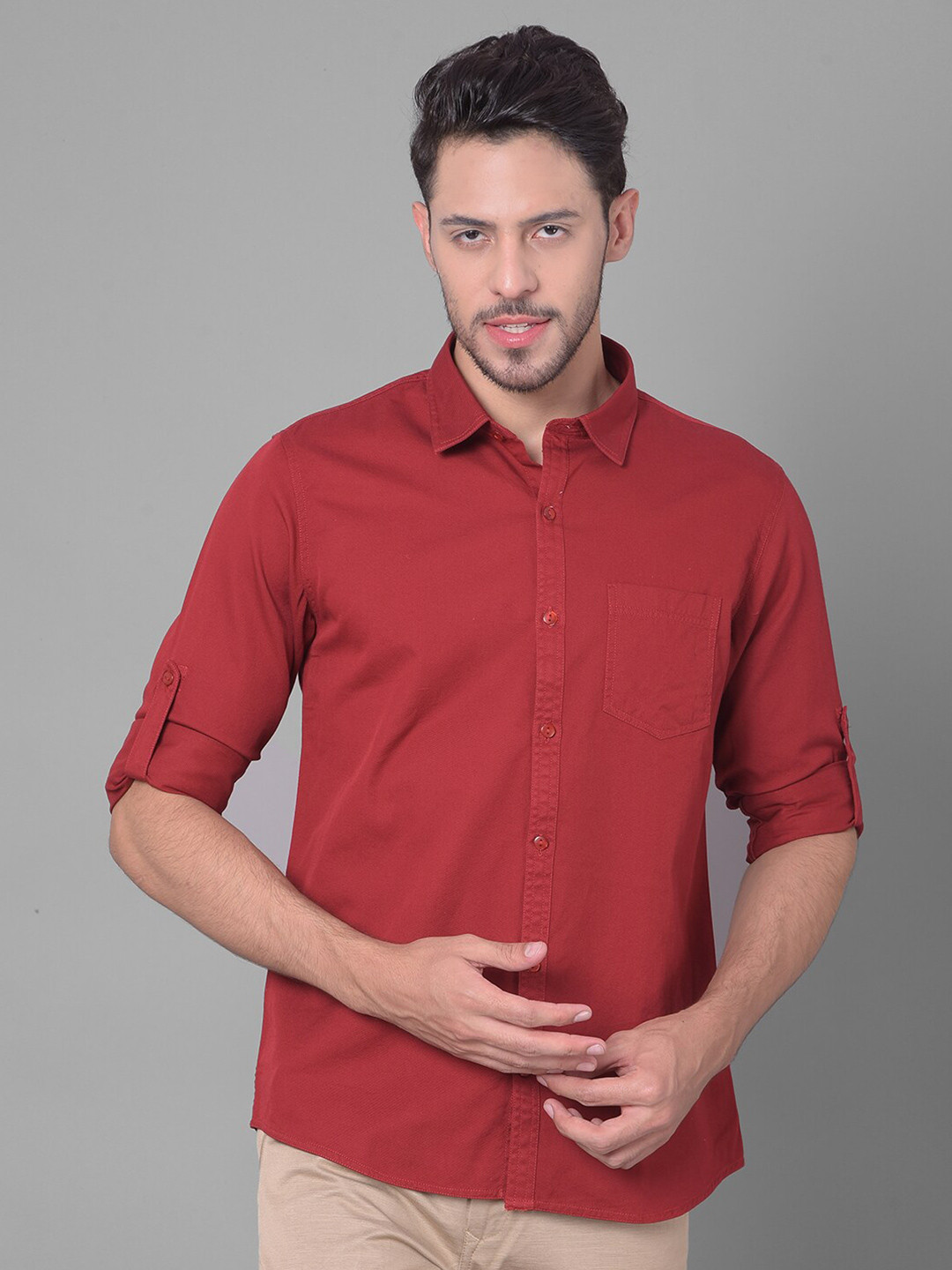

Canary London Cotton Smart Slim Fit Opaque Casual Shirt, Maroon