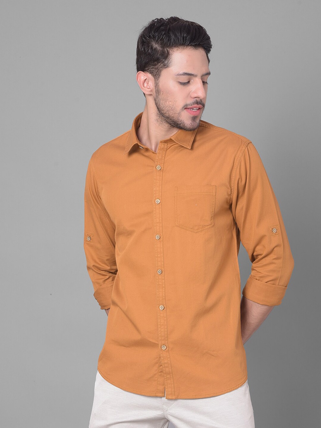 

Canary London Smart Slim Fit Cotton Opaque Casual Shirt, Khaki