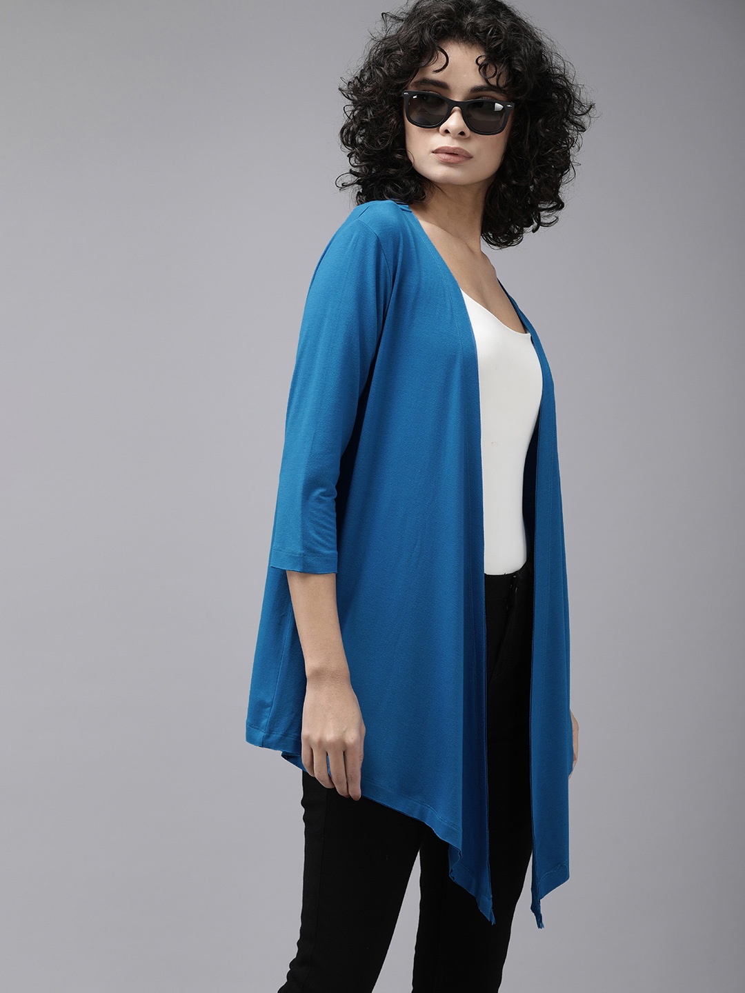 

Roadster Open Front Longline Shrug, Blue