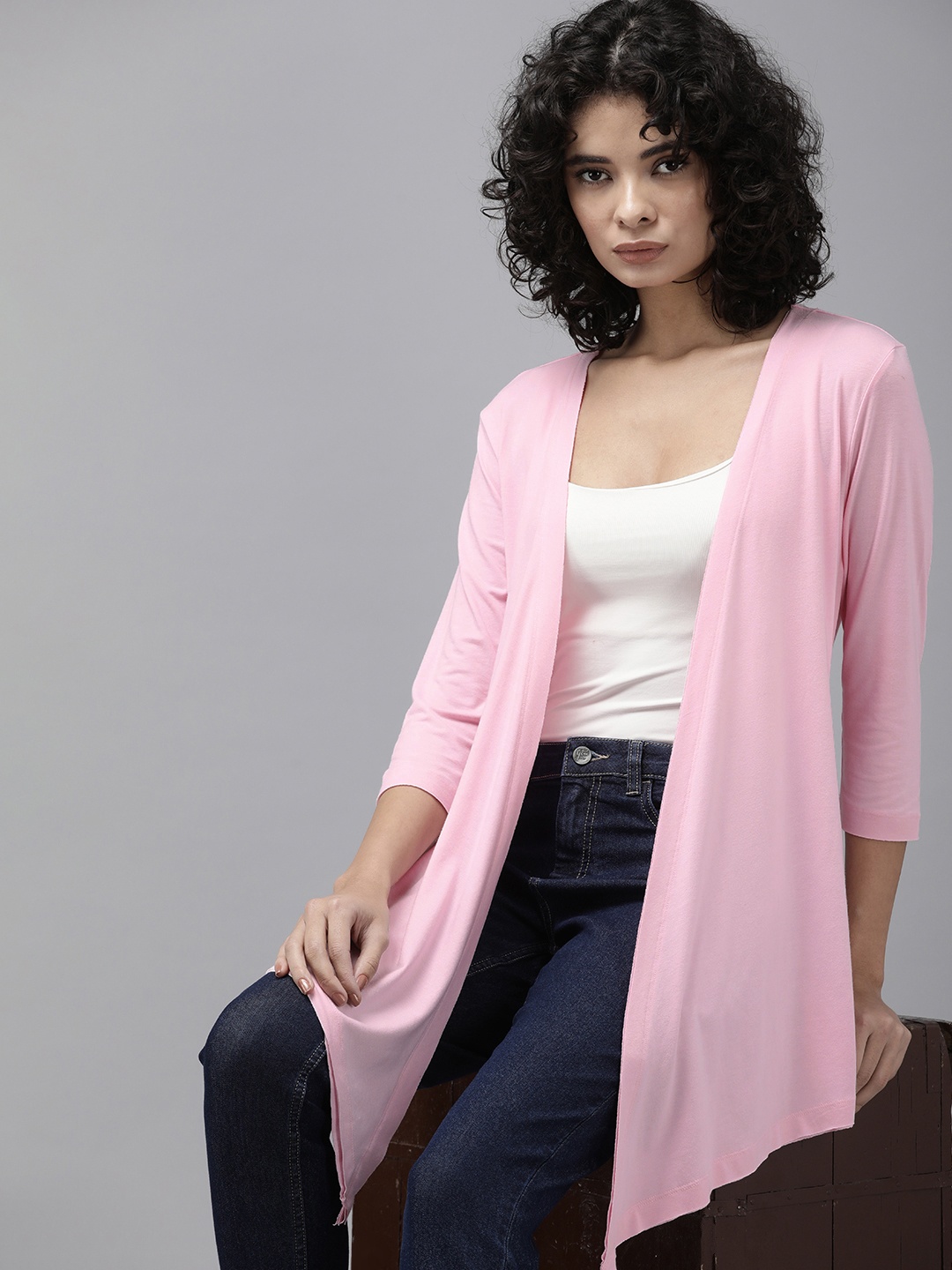 

Roadster Open Front Longline Shrug, Pink