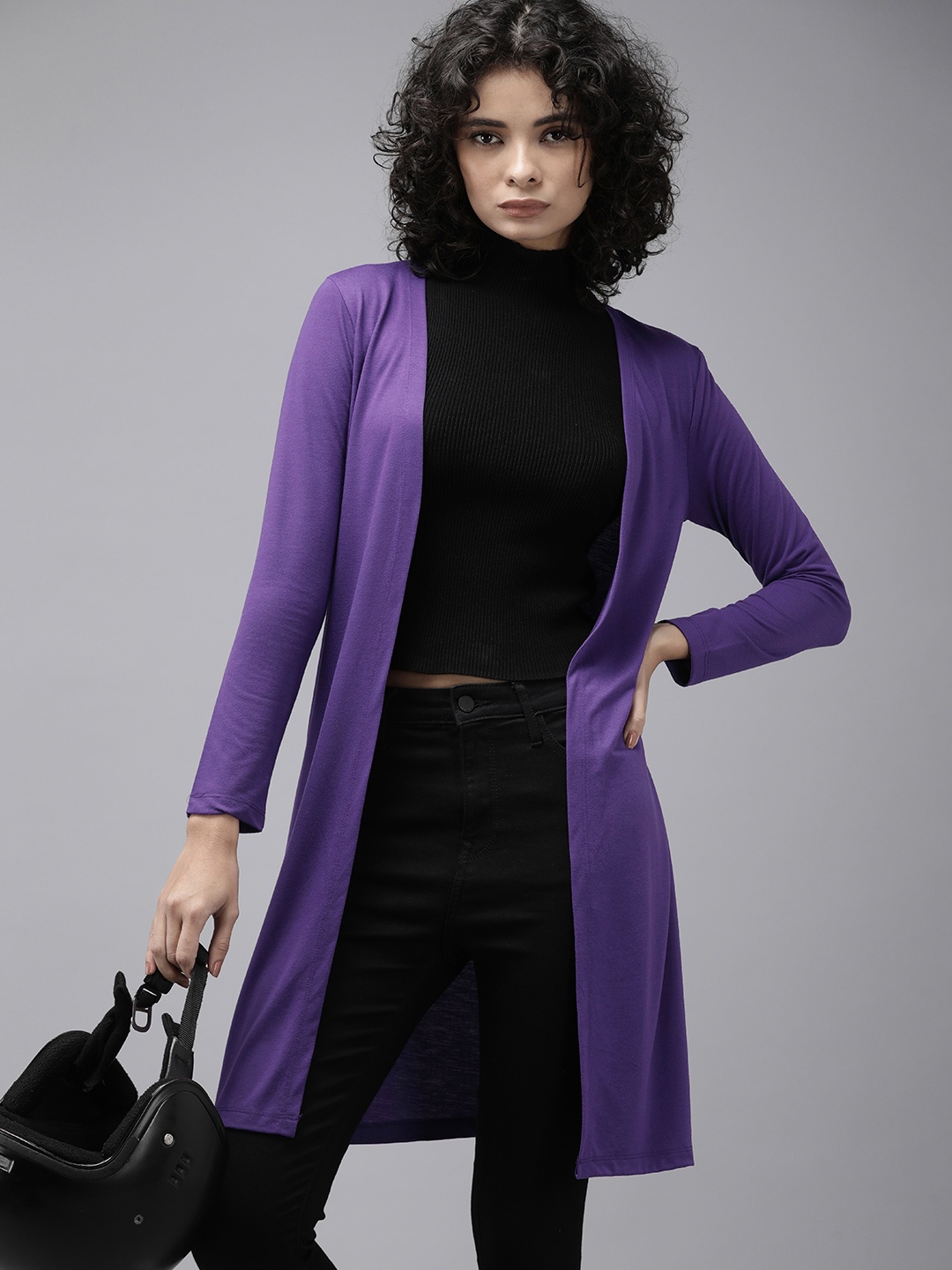 

Roadster Open Front Longline Shrug, Violet