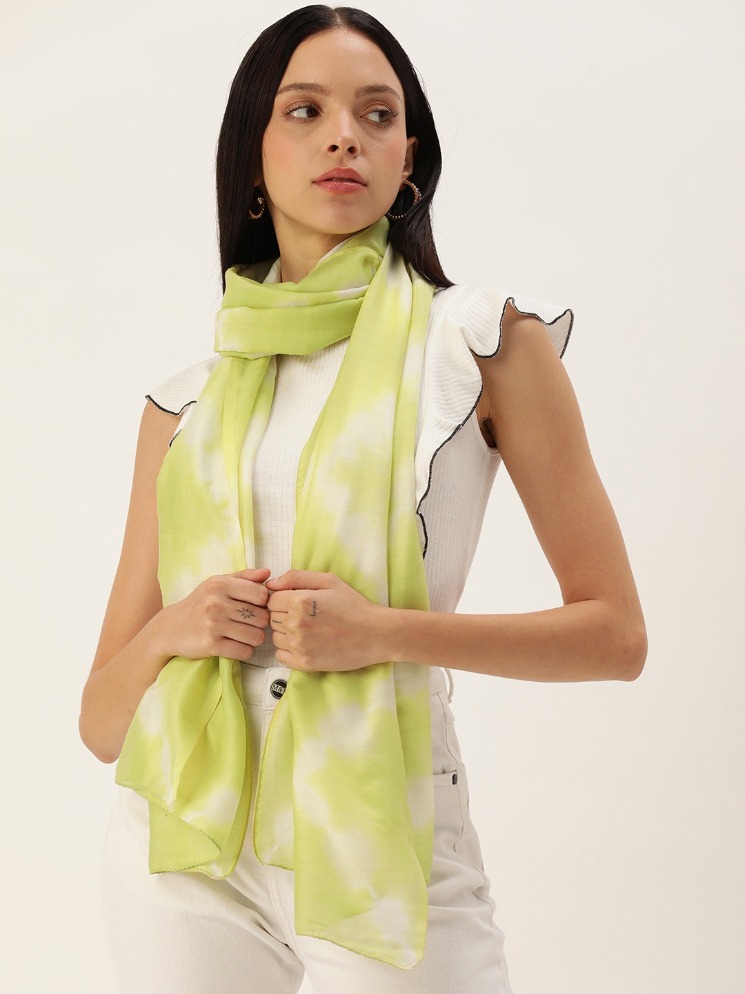 

ASVA Women Dyed Scarf, Lime green