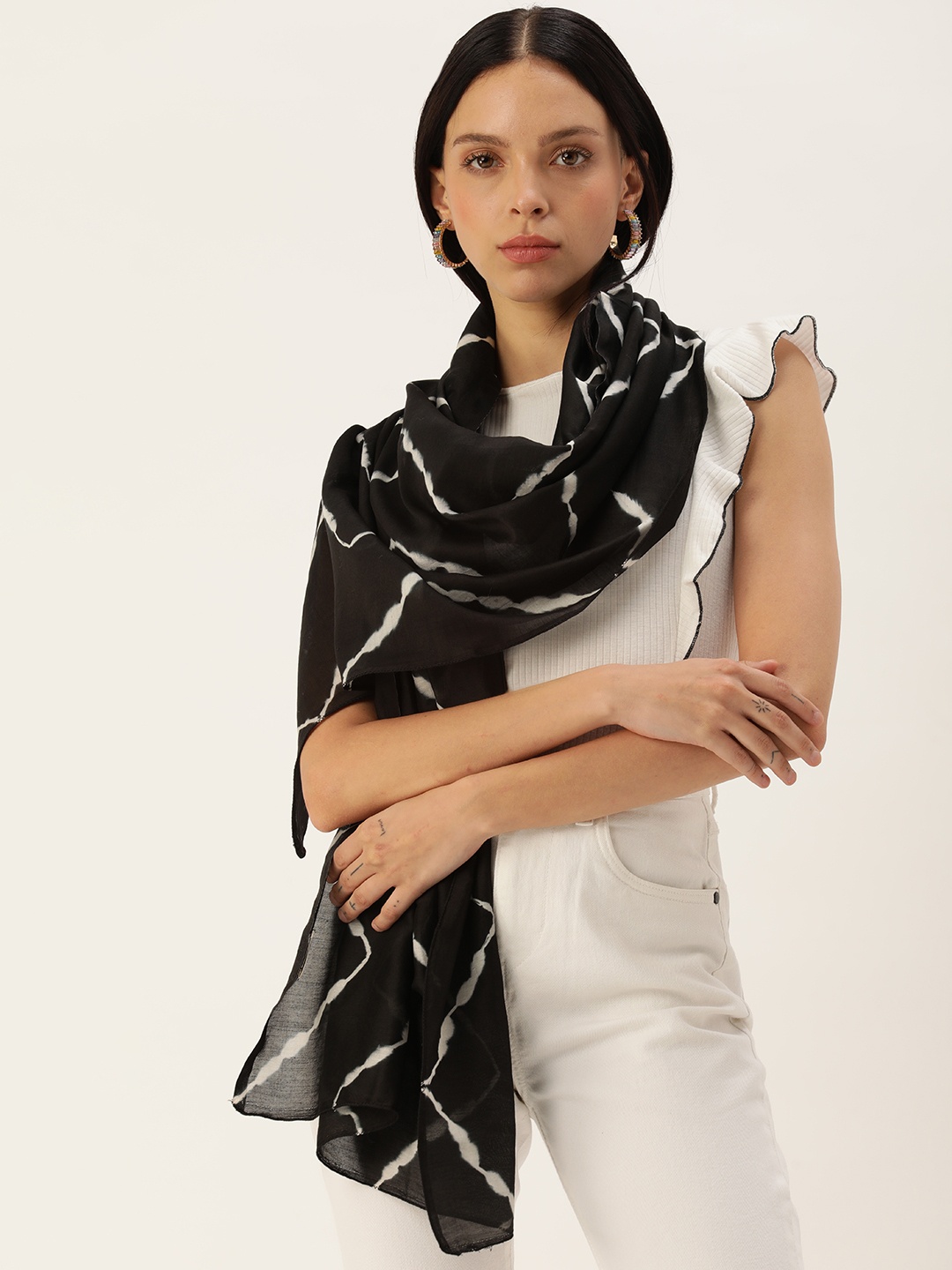 

ASVA Women Dyed Scarf, Black