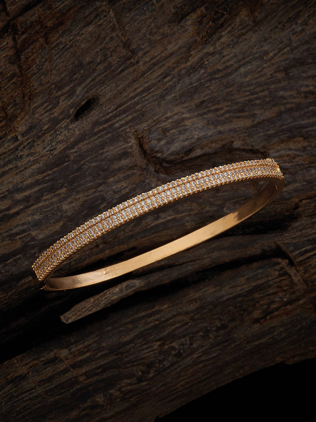 

Kushal's Fashion Jewellery 92.5 Pure Silver Gold-Plated Kada Bracelet