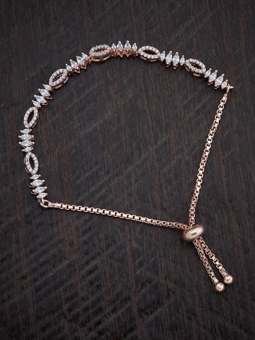 

Kushal's Fashion Jewellery Cubic Zirconia Rose Gold-Plated Link Bracelet