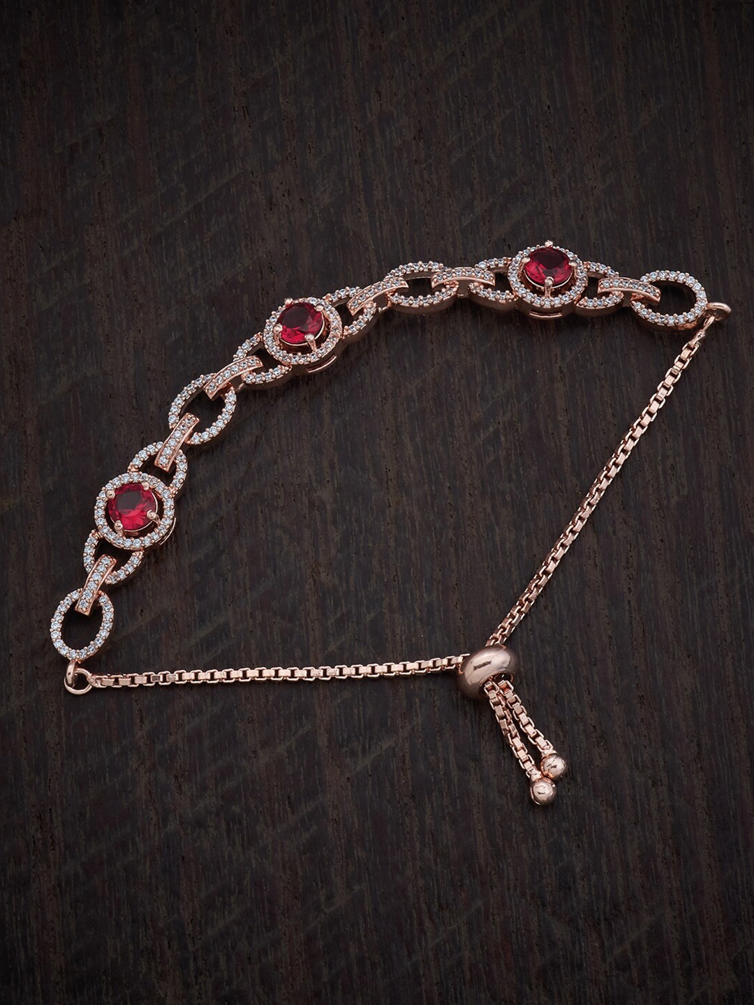 

Kushal's Fashion Jewellery Cubic Zirconia Gold-Plated Link Bracelet