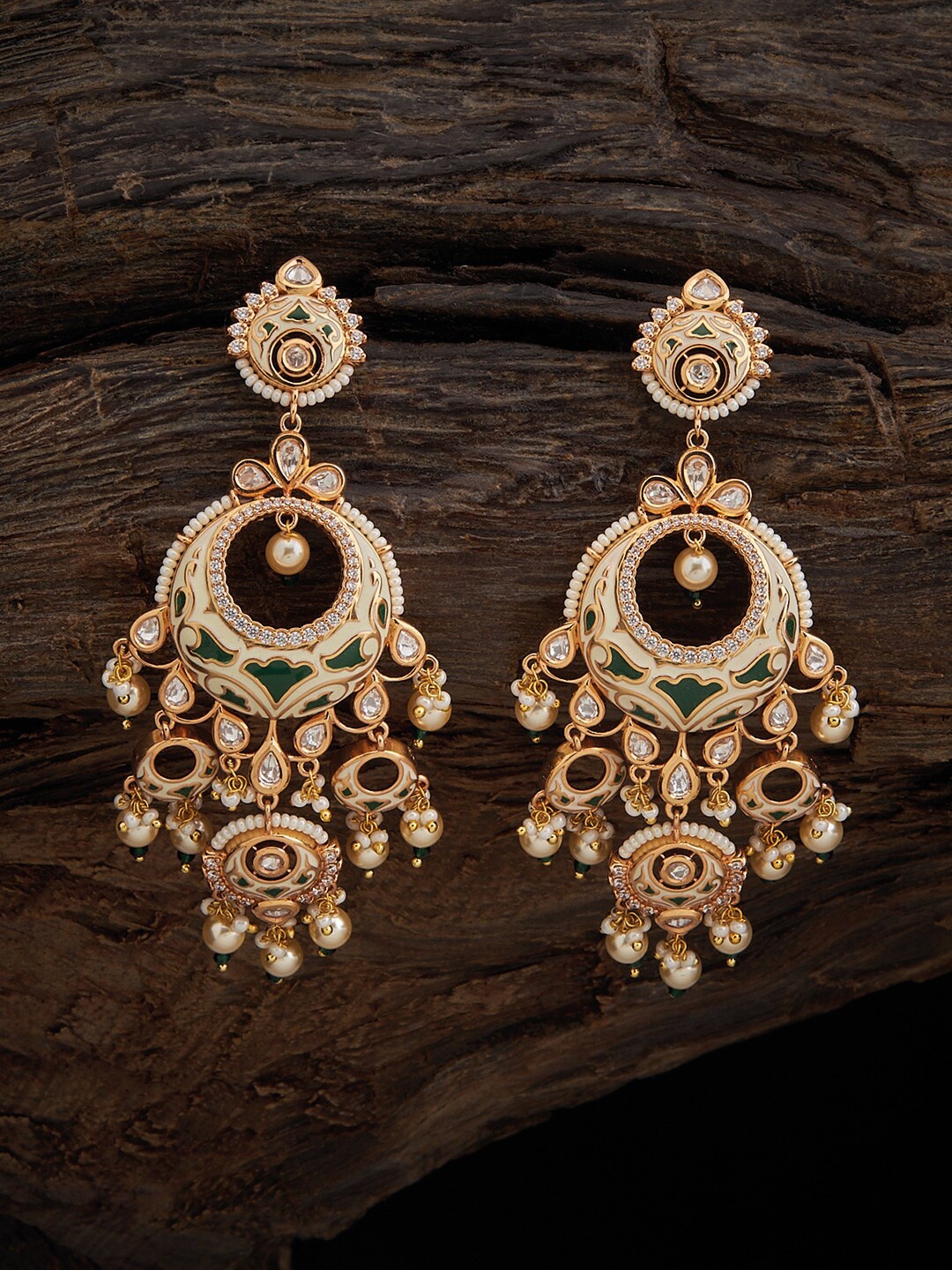 

Kushal's Fashion Jewellery Gold Plated CZ Studded Drop Earrings