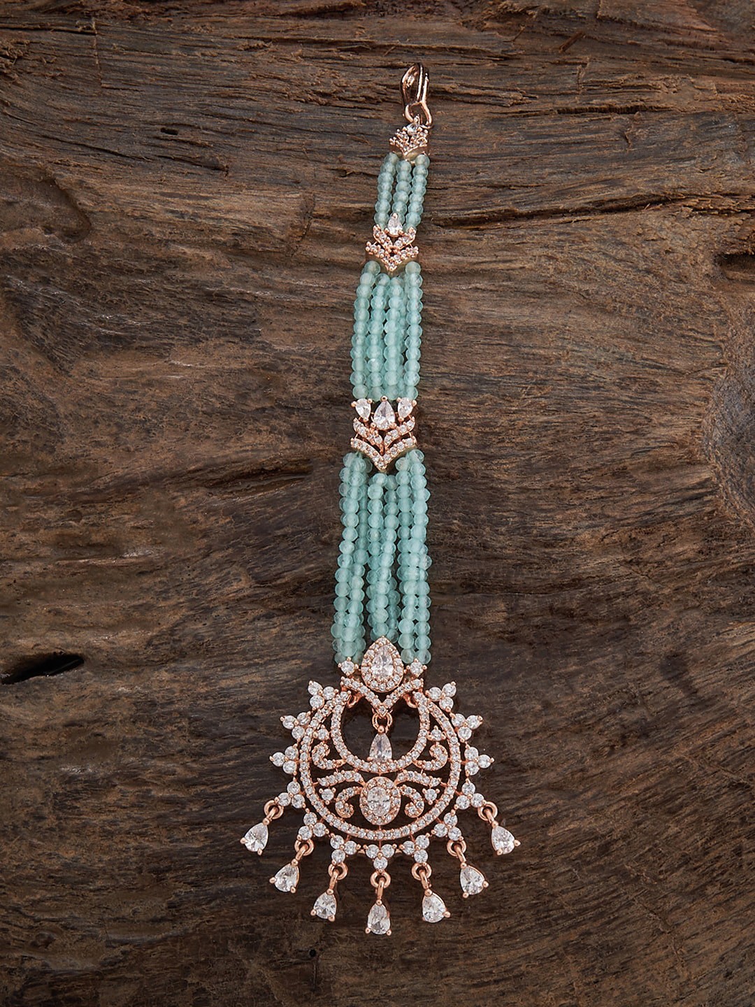 

Kushal's Fashion Jewellery Gold-Plated Stone-Studded & Beaded Maang Tikka