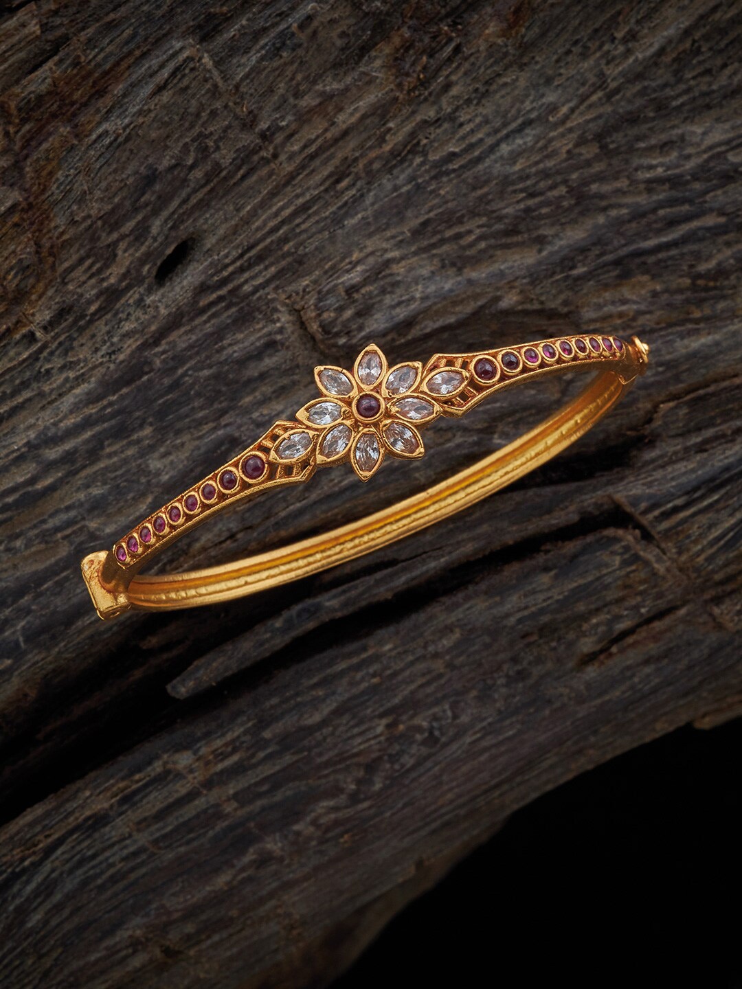 

Kushal's Fashion Jewellery Silver Temple Gold-Plated Kada Bracelet