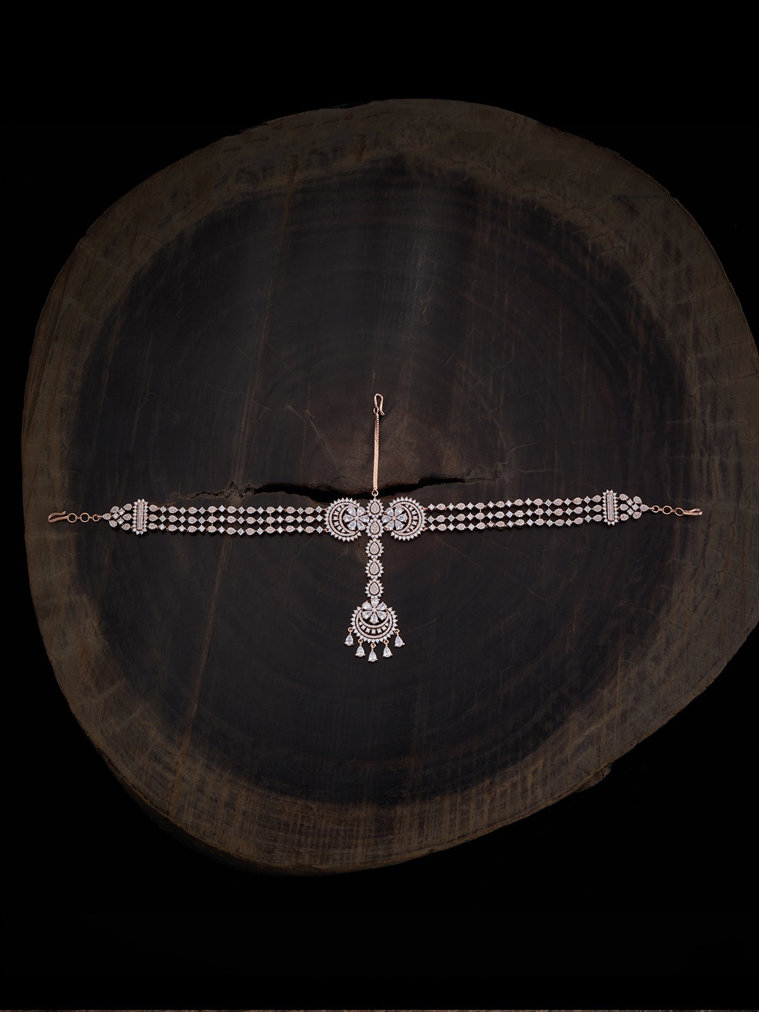 

Kushal's Fashion Jewellery Rose Gold-Plated CZ-Studded Maangtika
