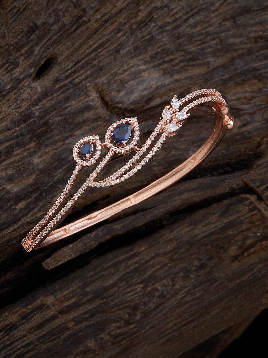

Kushal's Fashion Jewellery Rose Gold-Plated Stone Studded Kada Bracelet