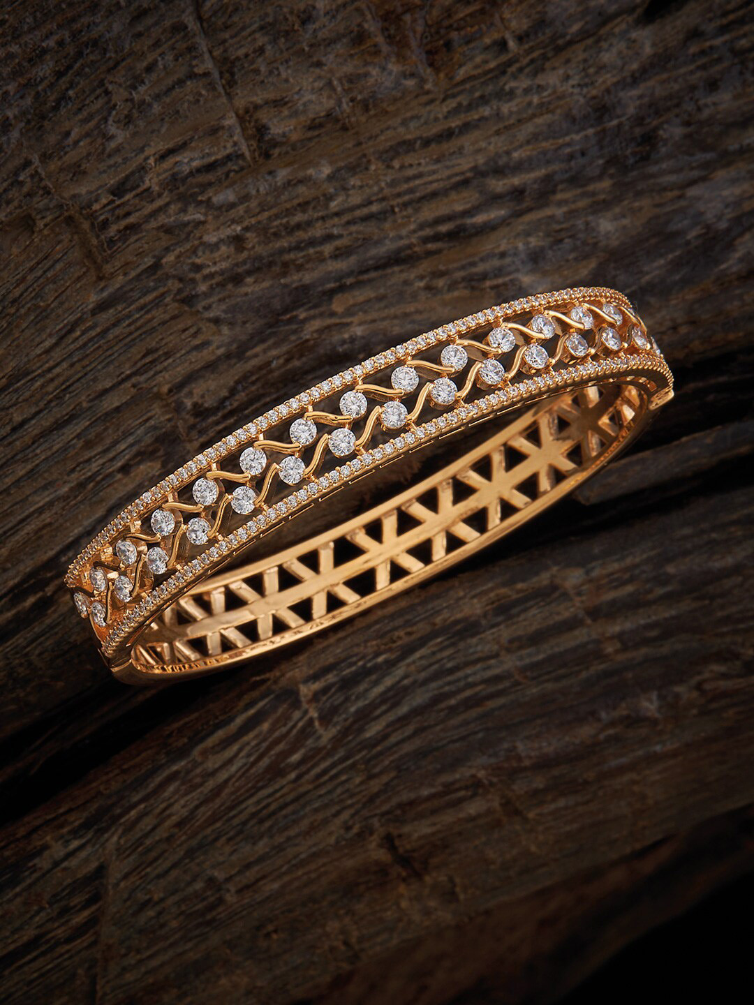 

Kushal's Fashion Jewellery 92.5 Pure Silver Gold-Plated Bangle-Style Bracelet