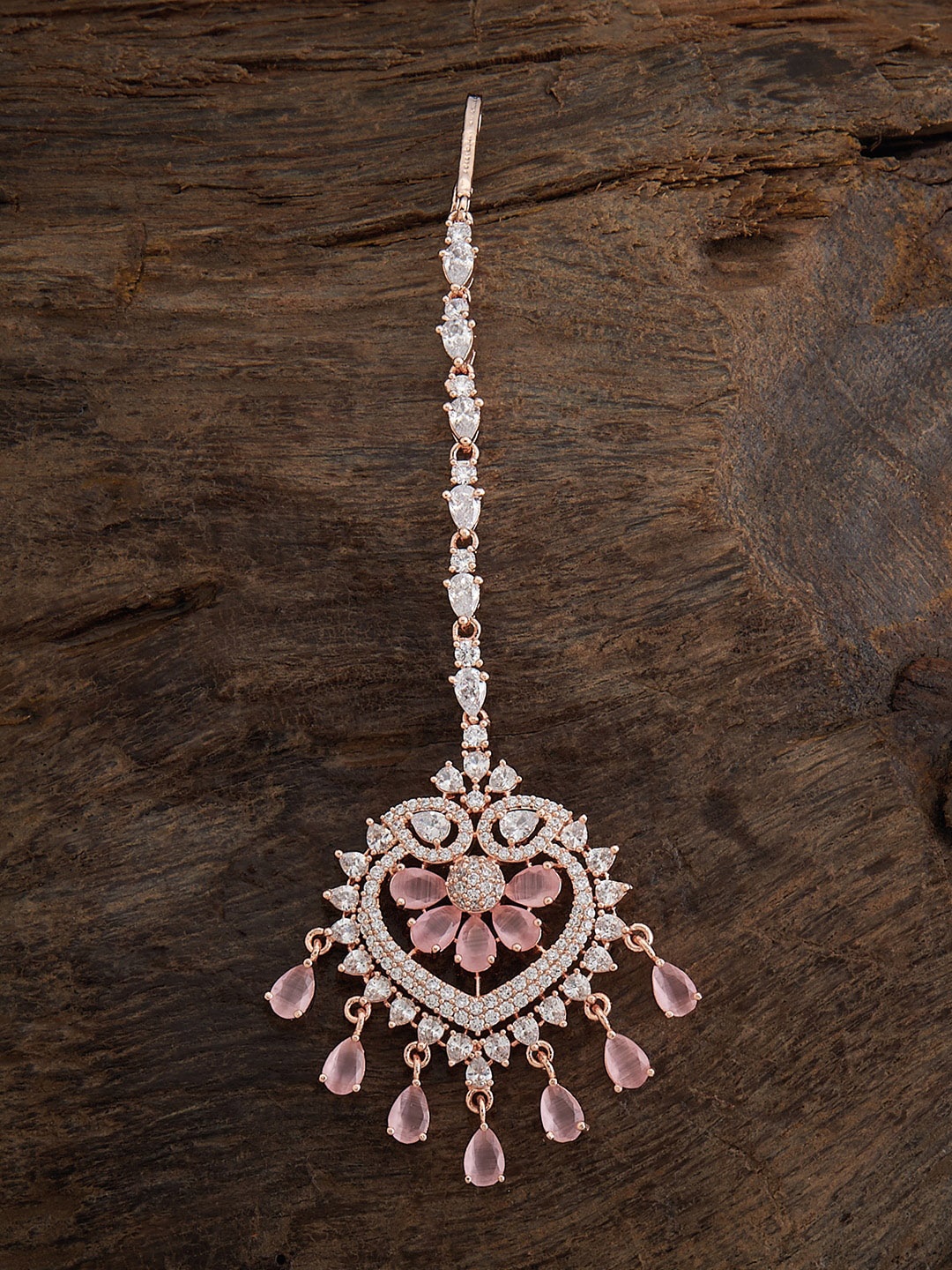 

Kushal's Fashion Jewellery Rose-Gold Plated Stone-Studded Maang Tikka