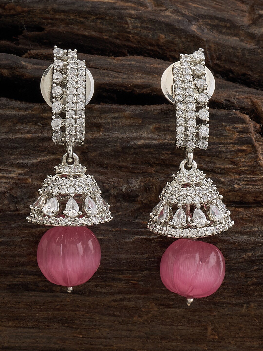 

Kushal's Fashion Jewellery Dome Shaped Jumkas Earrings, Pink