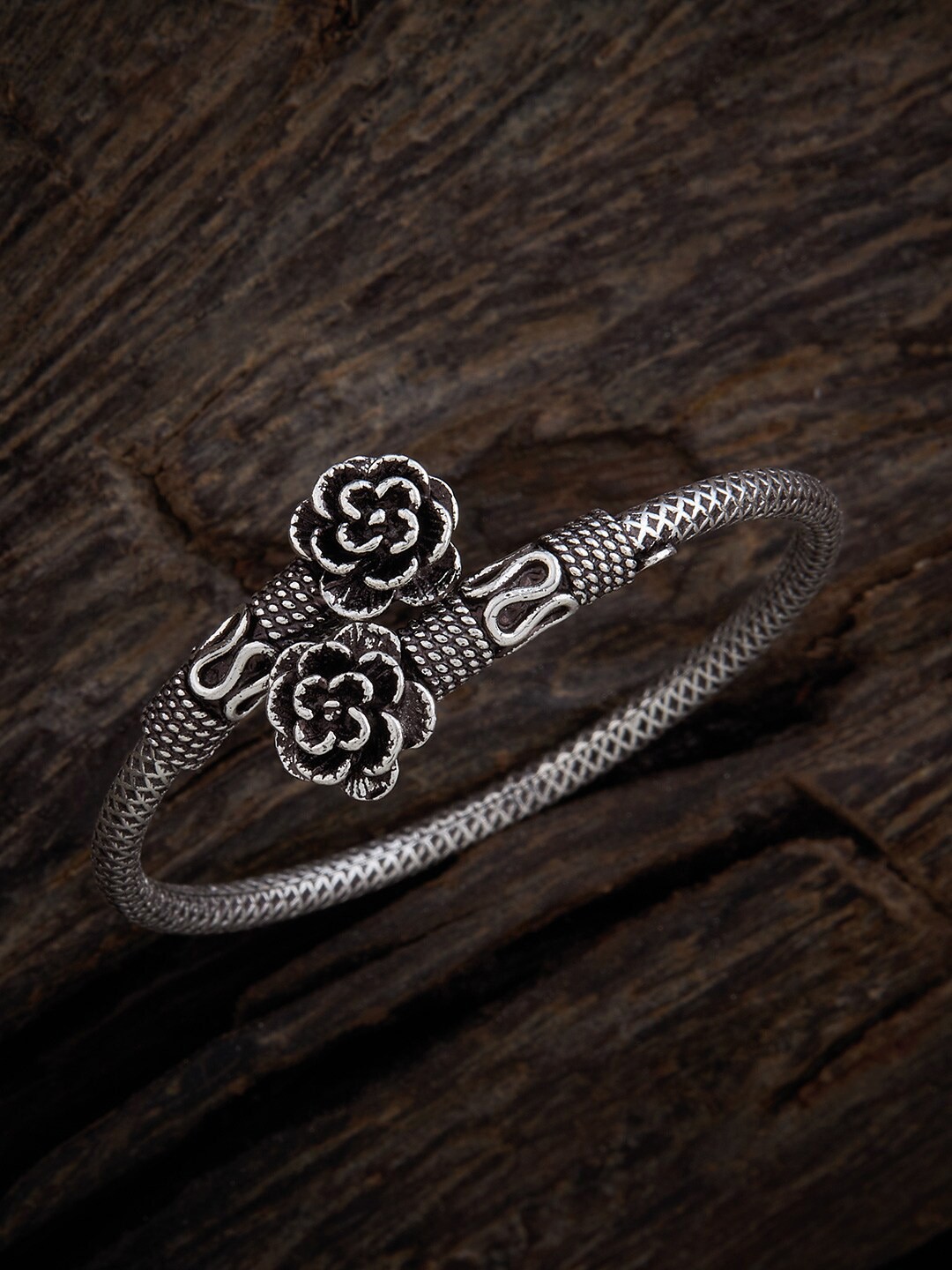 

Kushal's Fashion Jewellery Rhodium-Plated Kada Bracelet, Silver