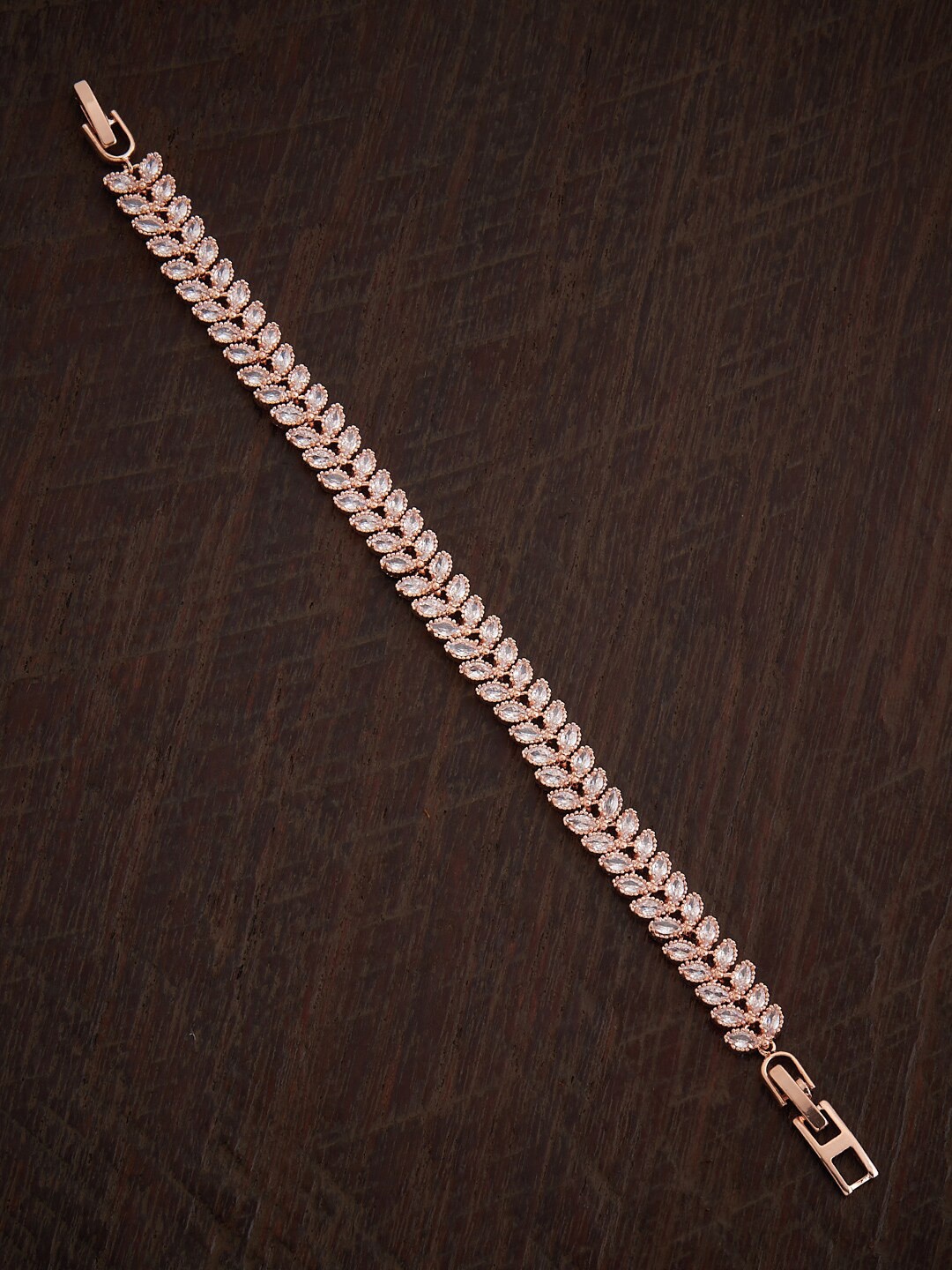 

Kushal's Fashion Jewellery Cubic Zirconia Gold-Plated Link Bracelet