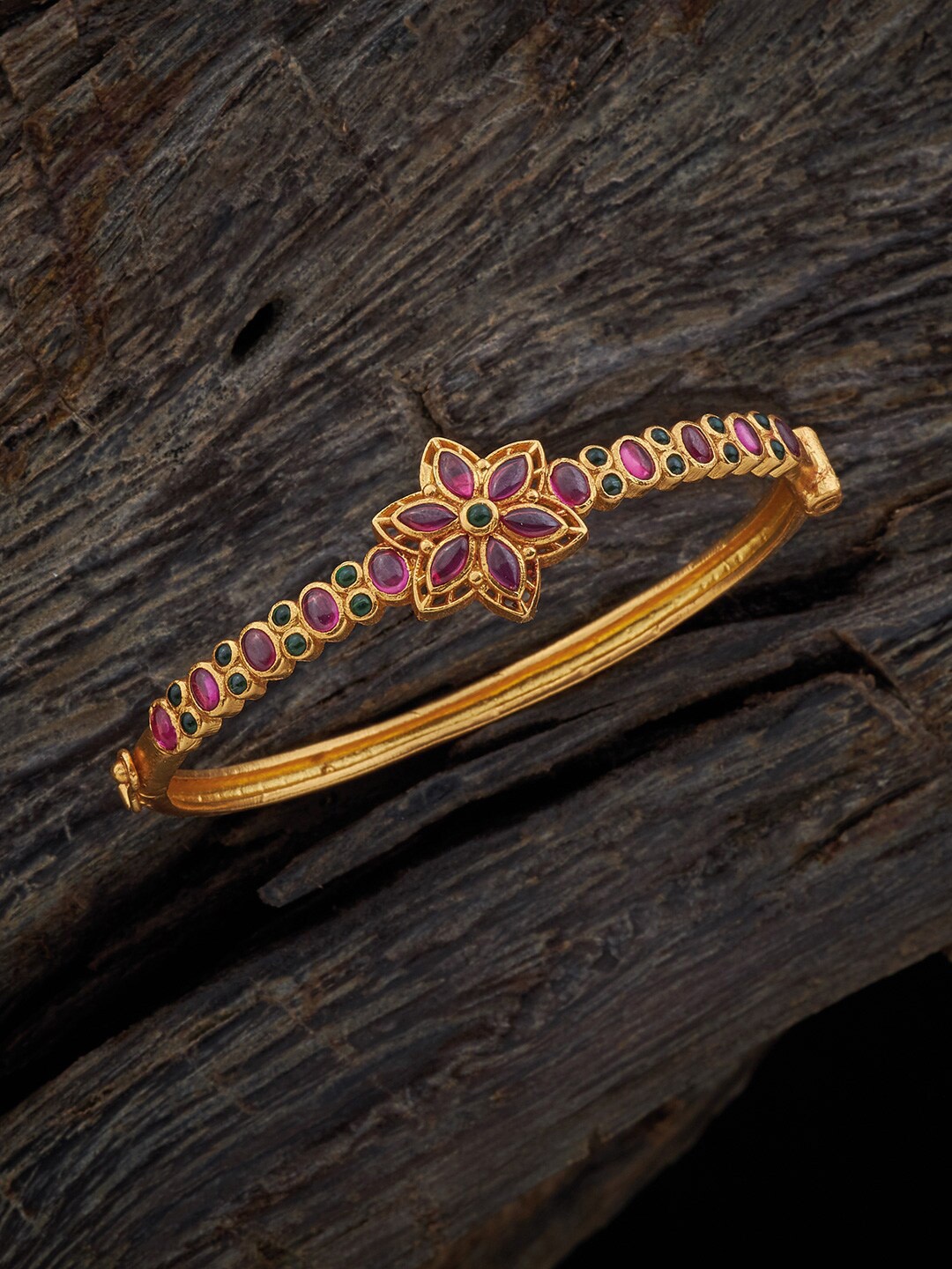 

Kushal's Fashion Jewellery Silver Gold-Plated Kada Bracelet