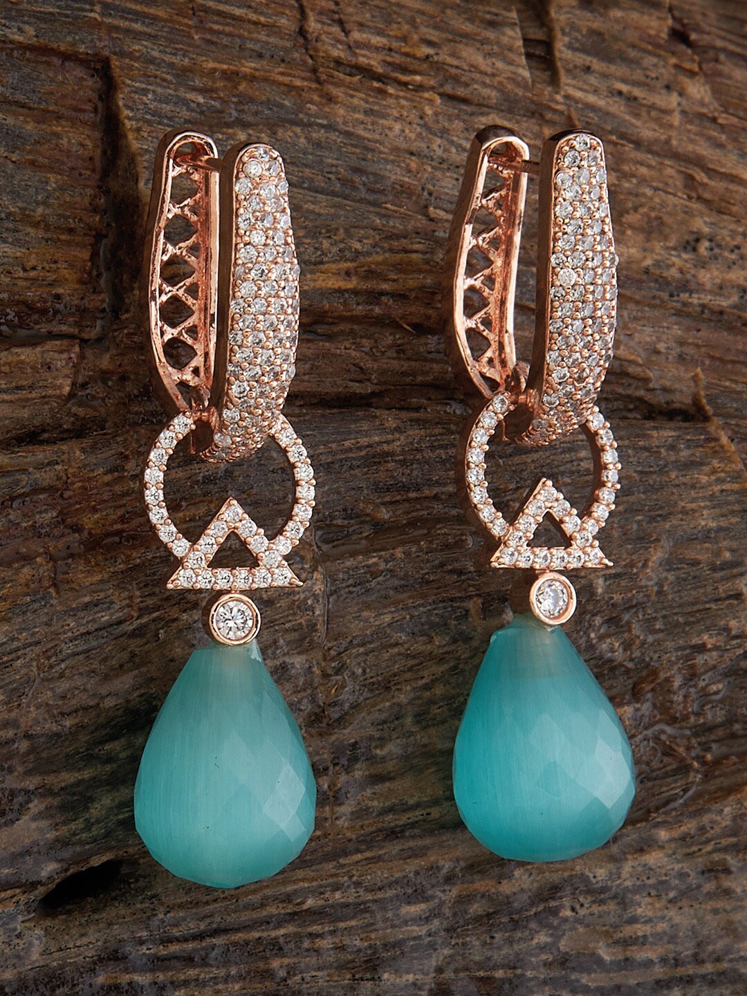 

Kushal's Fashion Jewellery Rose Gold Plated Teardrop Shaped Drop Earrings