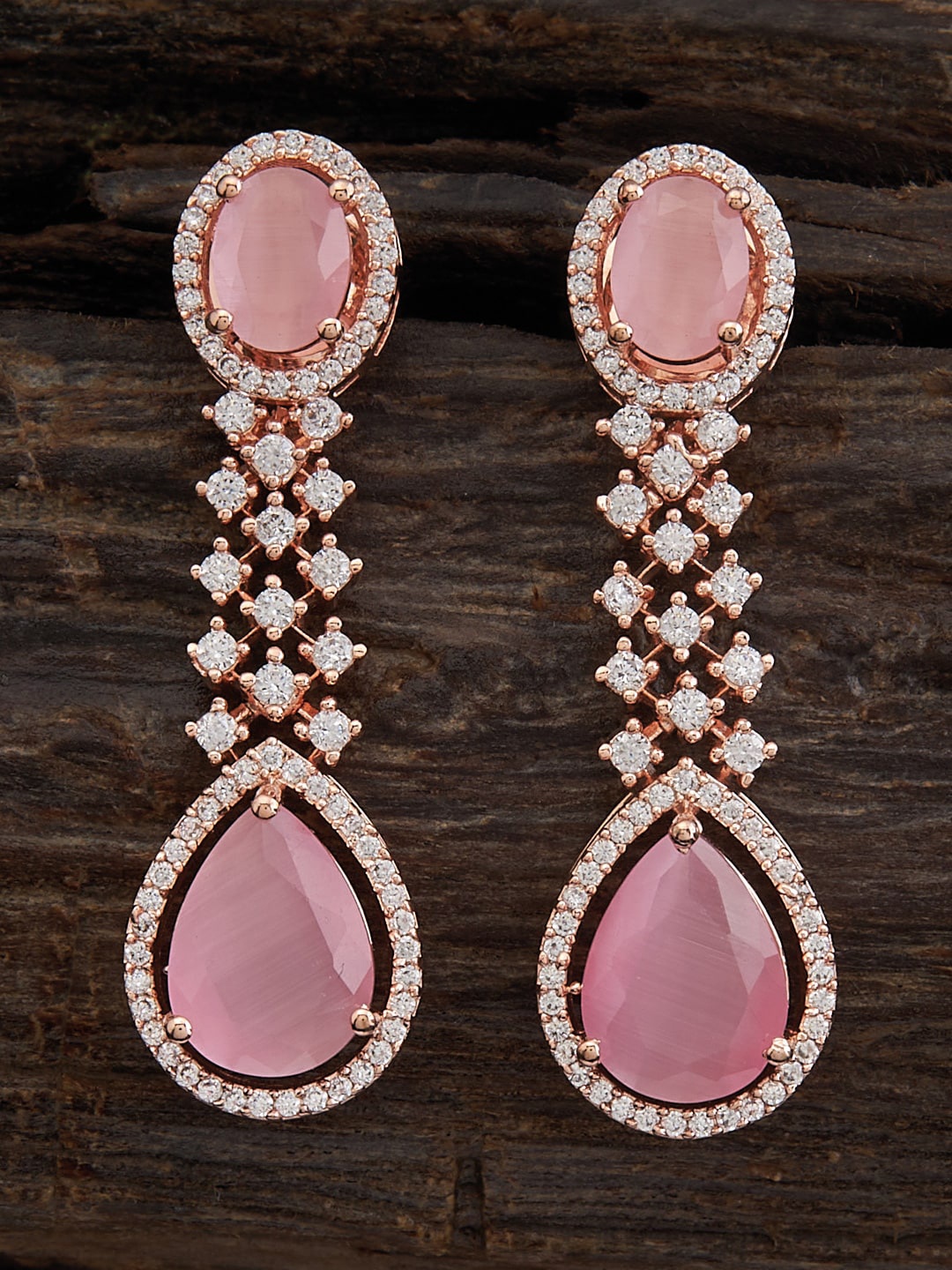 

Kushal's Fashion Jewellery Rose Gold-Plated Teardrop Shaped Drop Earrings