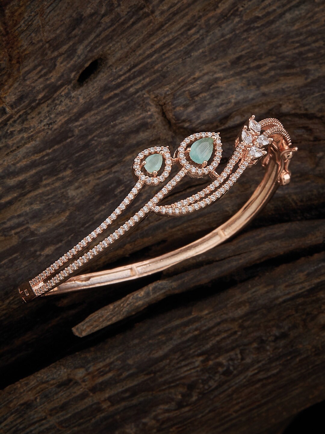 

Kushal's Fashion Jewellery Rose Gold-Plated Stone Studded Kada Bracelet