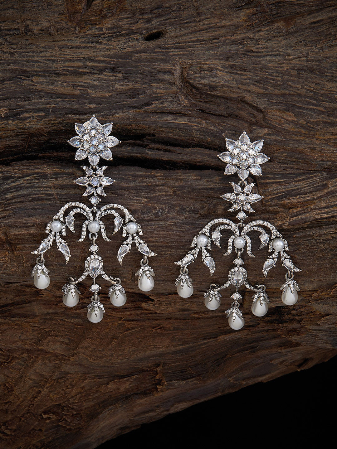 

Kushal's Fashion Jewellery Rhodium-Plated Contemporary Drop Earrings, Silver