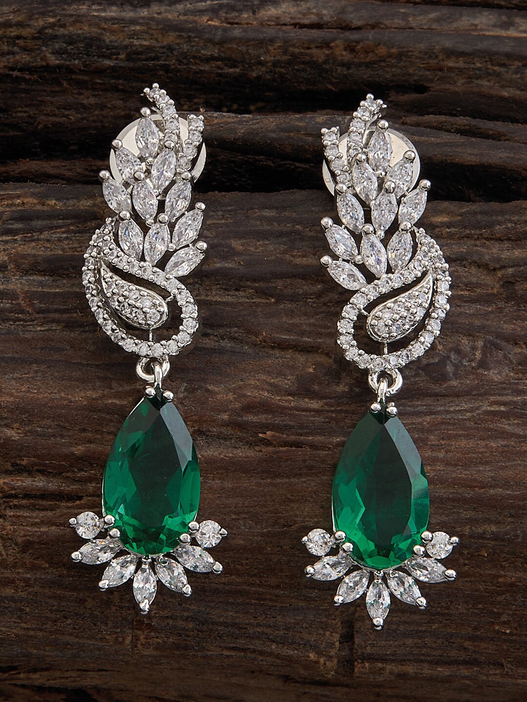 

Kushal's Fashion Jewellery Rhodium-Plated Contemporary Jhumkas, Silver