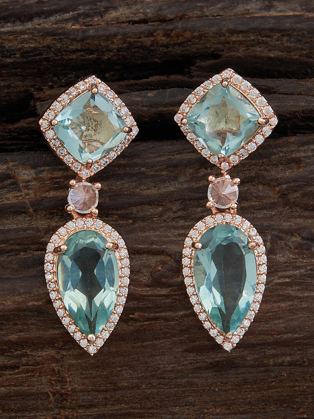 

Kushal's Fashion Jewellery Rose Gold-Plated Teardrop Shaped Drop Earrings