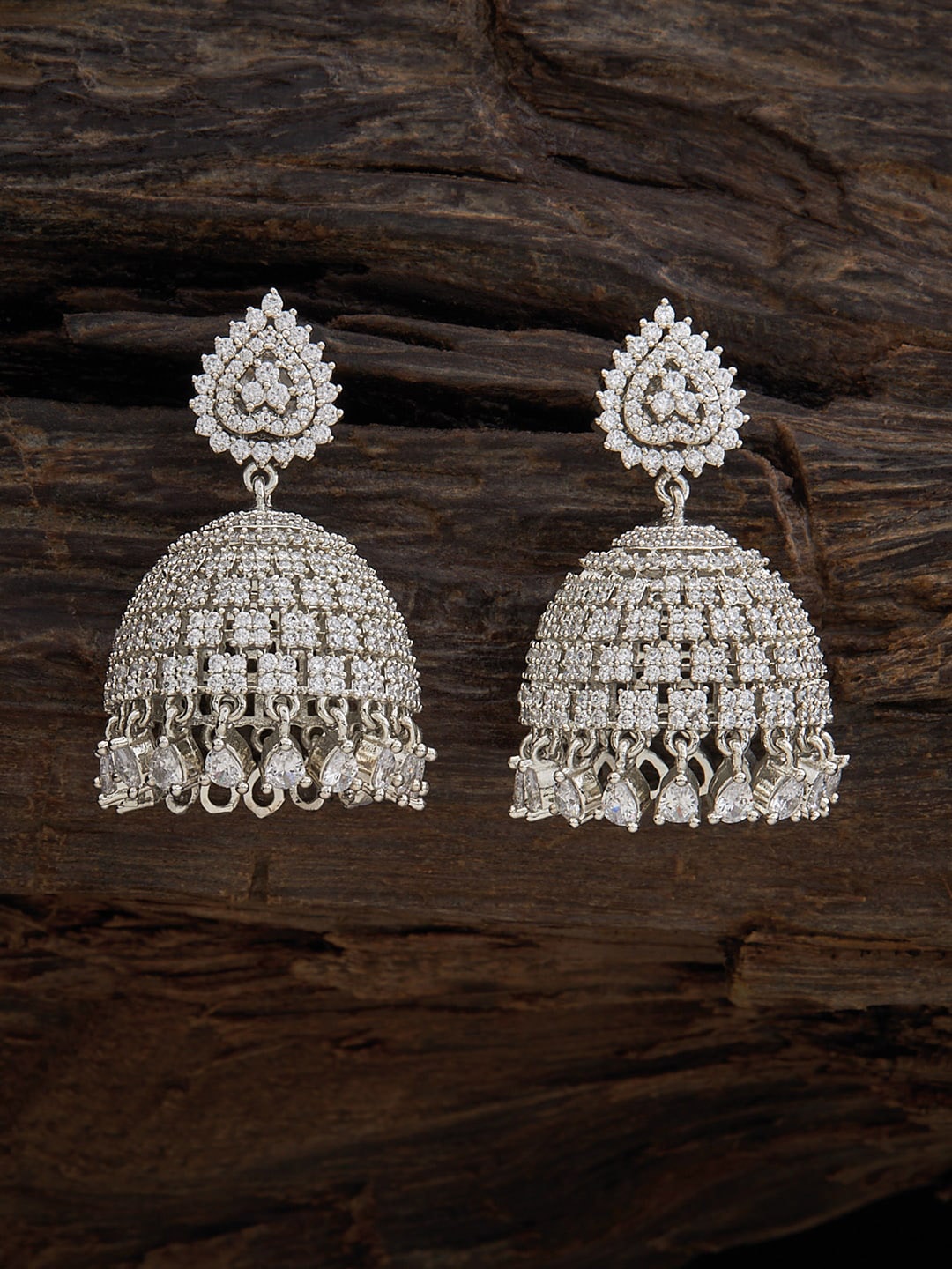 

Kushal's Fashion Jewellery White Dome Shaped Jhumkas Earrings