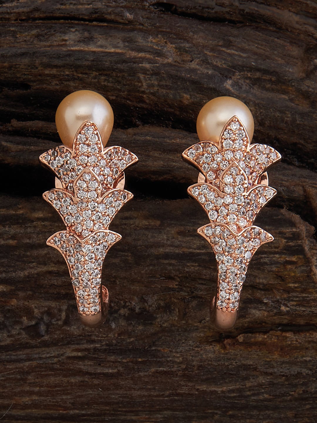 

Kushal's Fashion Jewellery Rose Gold-Plated Cubic Zirconia Studded Contemporary Studs