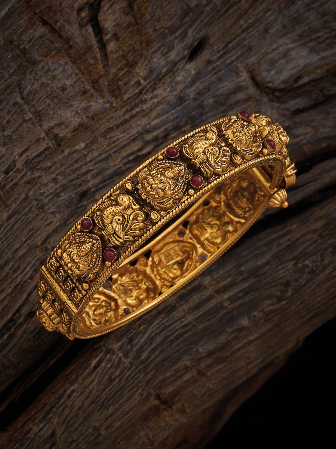 

Kushal's Fashion Jewellery 92.5 Pure Silver Gold-plated Temple Bangle