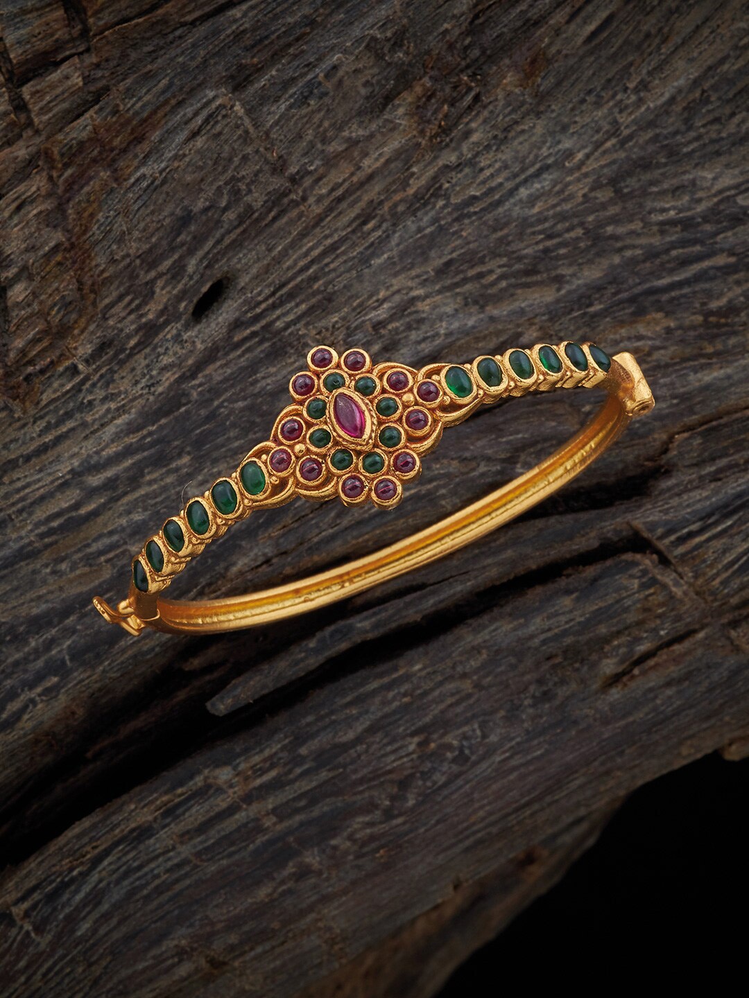 

Kushal's Fashion Jewellery Gold-Plated Silver Temple Kada Bracelet