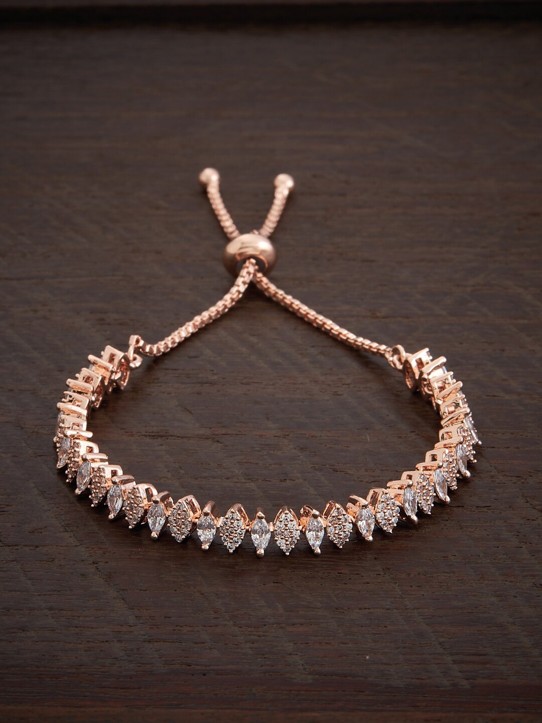 

Kushal's Fashion Jewellery Rose Gold-Plated Cubic Zirconia Wraparound Bracelet